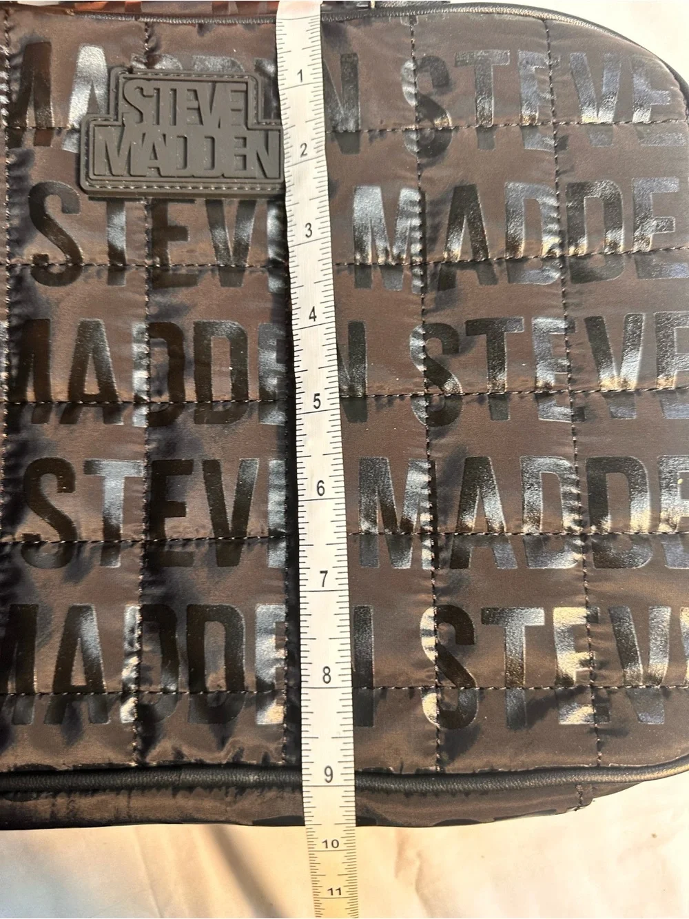 Steve Madden Black Quilted Clear Travel Cosmetic Makeup Train Case Bag